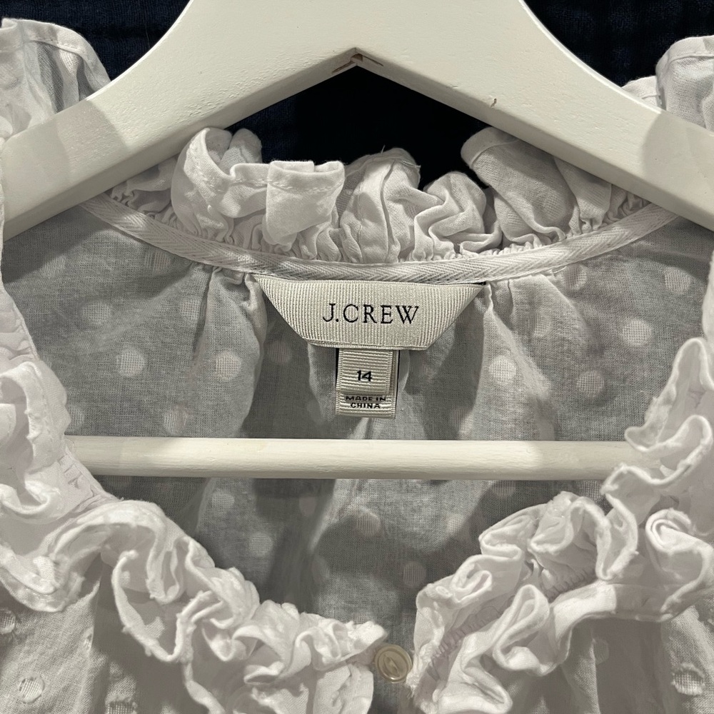 J. Crew White Eyelet Ruffle Blouse - Picture 2 of 4